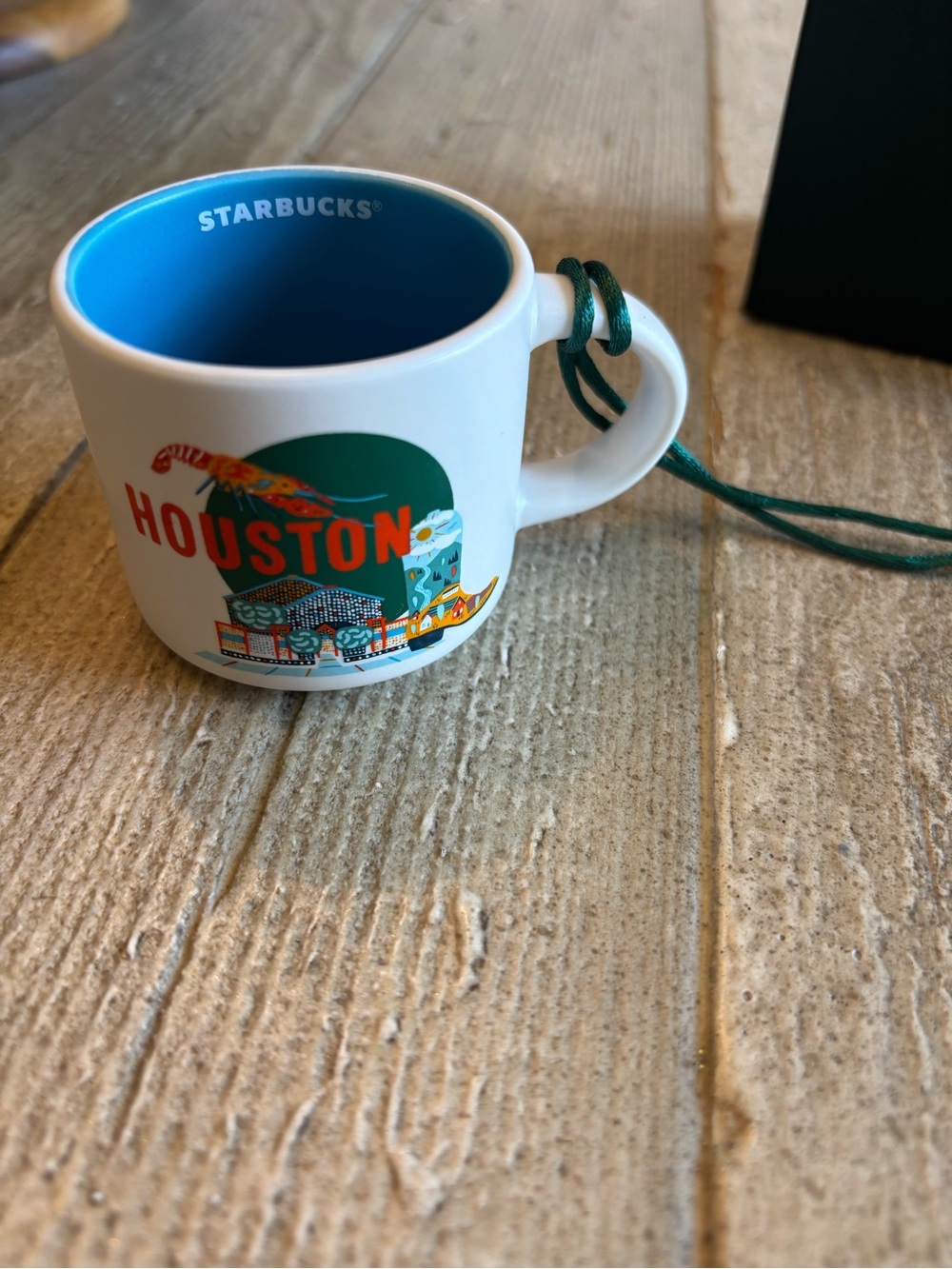 Starbucks White Mini Mug with Blue Interior and Houston Graphic